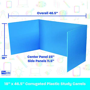 18 x 46.5 Corrugated Plastic Study Carrel Blue Pack of 24