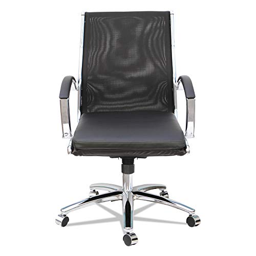 Alera ALENR4218 Neratoli Mid-Back Slim Profile Chair, Black, Leather/Mesh