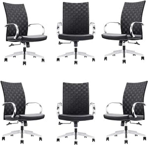 GM Seating Weeve Conference Room Chairs - High Back Leather Executive Office Chairs (Pack of 6)