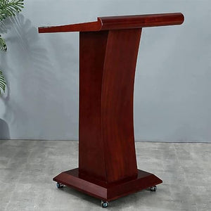 CAMBOS Lectern Podium Stand with Casters and Storage - Modern Wheeled Lectern