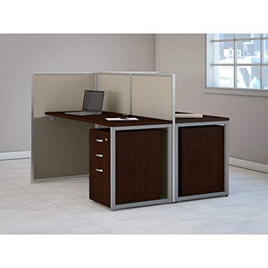 Bush Business Furniture Easy Office 60W Two Person Straight Desk Open Office with Mobile File Cabinets in Mocha Cherry