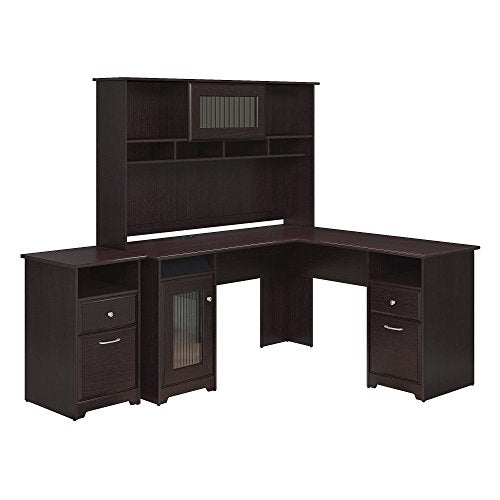 Cabot L Shaped Desk, Hutch, and 2 Drawer File Cabinet