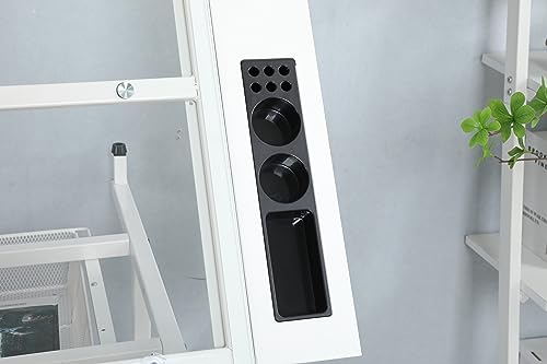 HOYA PONYOO Drafting Printing Table with Chair and Storage, Tempered Glass, Adjustable Tilt, White
