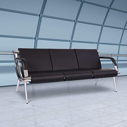 Kinsuite 5-Seats Waiting Room Chairs - PU Leather Airport Reception Benches