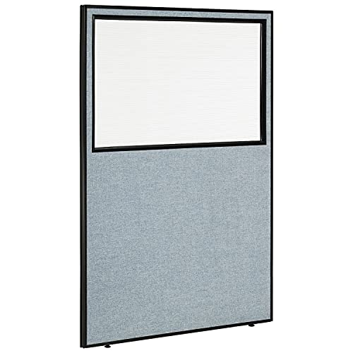 Global Industrial Office Partition Panel 48-1/4"W x 72"H with Partial Window, Blue