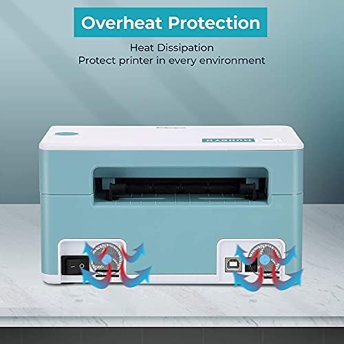 MUNBYN Label Printer with Pack of 500 Label Paper, Paper Holder, Thermal Printer for Barcodes-Labels Labeling, Compatible with UPS, FedEx, Amazon, Ebay, Etsy, Shopify,etc