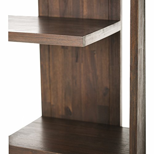 Simpli Home AXCMON-05 Monroe Solid Acacia Wood 72 inch x 30 inch Rustic Bookcase in Distressed Charcoal Brown