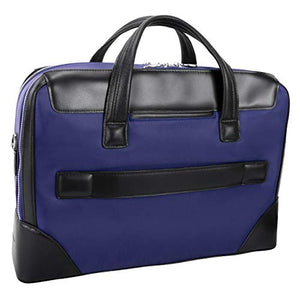 McKlein, N Series, Harpswell, Nano Tech-Light Nylon with Leather Trim, 17" Nylon Dual Compartment Laptop Briefcase, Navy (18567)