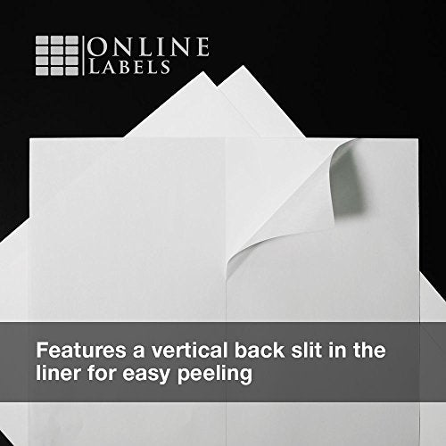 White Gloss Full Sheet Labels - 8.5 x 11-1000 Sheets - Laser Printer - Vertical Back Slit for Easy Peeling - Online Labels