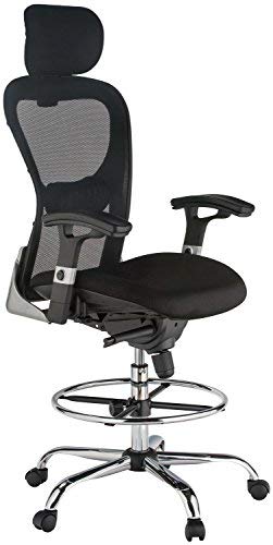 Harwick Deluxe Mesh Drafting Stool with Arms Black