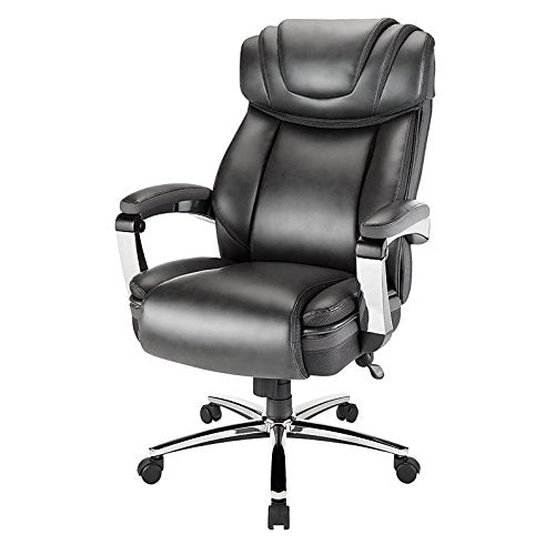 Realspace(R) Axton Big Tall Bonded Leather High-Back Chair, Dark Gray/Chrome