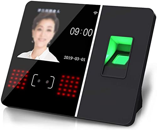 HAOSIZHEYU Time Clock, Face Recognition Time Card Machine, Punch Card Machine Face Fingerprint Time Wireless Networked Punch Card Attendance，Access Control for School Office Factories