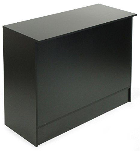 Cash Register Stand with 3 Height-Adjustable Shelves, Ships Unassembled to Minimize Costs - Black Melamine