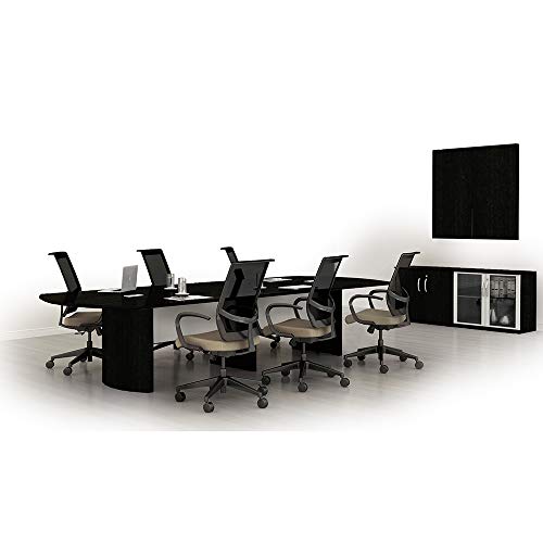 Safco Medina 14' Conference Table with Mocha Finish, Silver Detailing, Grommet Holes