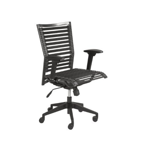 Euro Style Pro Flat Bungie High Back Adjustable Office Chair with Adjustable Arms, Black Bungies with Graphite Black Frame