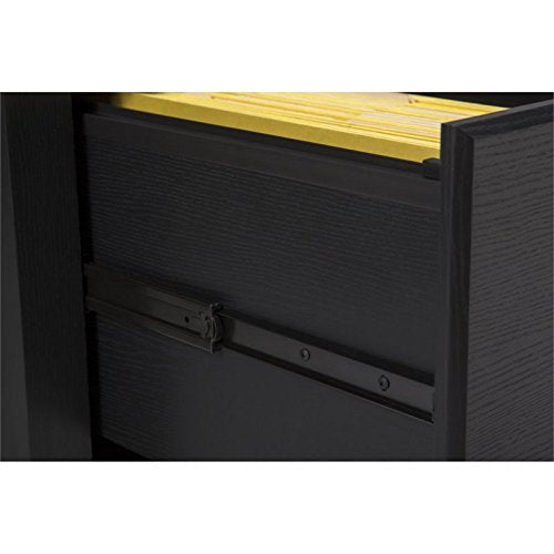 kathy ireland Home by Bush Furniture Connecticut 60W L Desk in Black Suede Oak