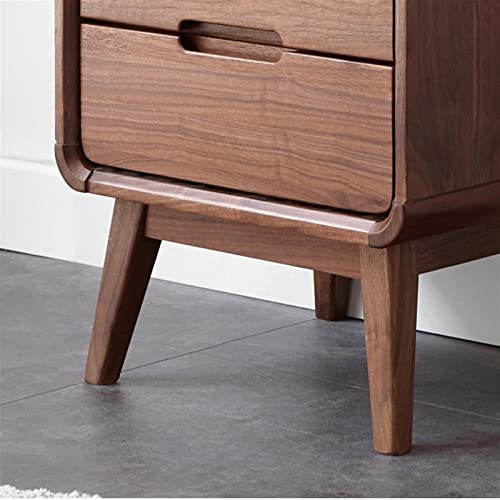 BinOxy Wooden Bedside Table Black Walnut Night Stand Storage Cabinet