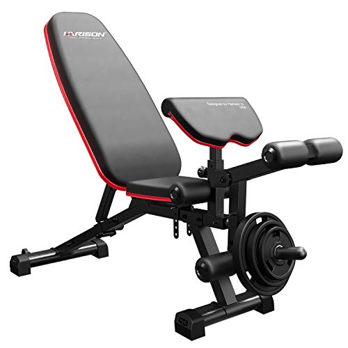 HARISON Weight Bench Adjustable with Preacher Pad and Leg Extension Full Body Workout Incline Decline Exercise Workout Bench for Home Strength Workout (Updated Version)