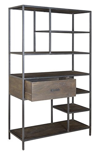 Treasure Trove One Drawer Bookcase, Brown and Black