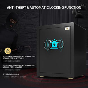 AUTIGERSAFE Digital Security Safe Box with Programmable Keypad, 1.37 Cubic Feet Steel Cabinet Safe Box, Money Lock Box for Home Hotel Office Business Jewelry Gun Cash