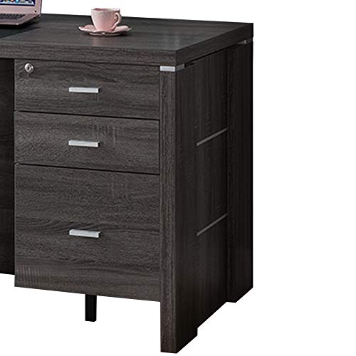 Benzara BM179608 Wooden Desk with Locking Drawers, Gray