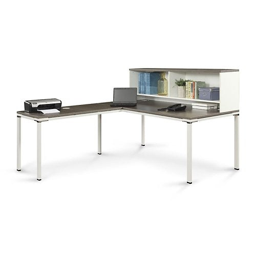 Element Hutch 71"W Driftwood Laminate/White Laminate Sides