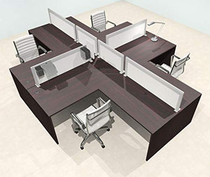 UTM Furniture Modern Aluminum Office Workstation Desk Set, Four Person L Shape Divider, OT-SUL-FPS31