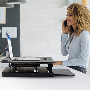 Height Adjustable Standing Desk Converter, 43" Electric Stand Up Desk Riser Sit Stand Desk Workstation fits Dual Monitors for Home Office,Black
