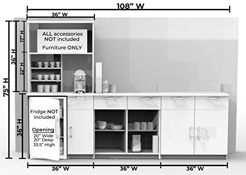 BREAKtime Espresso Lunch Room Furniture Buffet Model 3257 - 4 Piece Group (Factory Assembled)