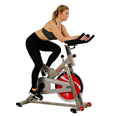 Sunny Health & Fitness Indoor Spin Bike Exercise Stationary Cycle Bike - SF-B1110S,Silver