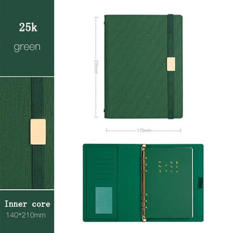 DYCSY Business Affairs High-grade Office Leather Surface Removable Spiral Loose-leaf Notebook 6 Holes Multifunctional Notepad (Color : Brown)