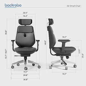 Backrobo Smart Ergonomic Home Office Chair with Automatic Massage Lumbar Support, App-Controlled 3D Armrests, Adjustable Height