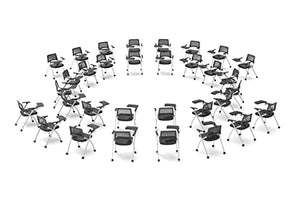 TEAMtime 32 Person Flip Table Student Chair - Model 2061, Black Color, Compact Storage