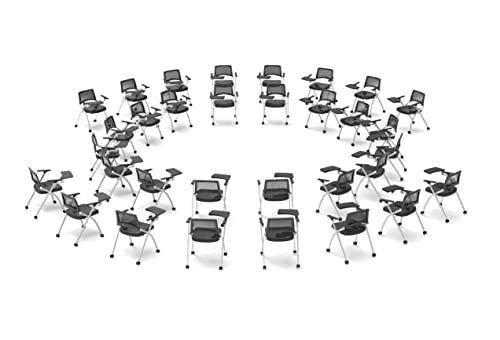 TEAMtime 32 Person Flip Table Student Chair - Model 2061, Black Color, Compact Storage