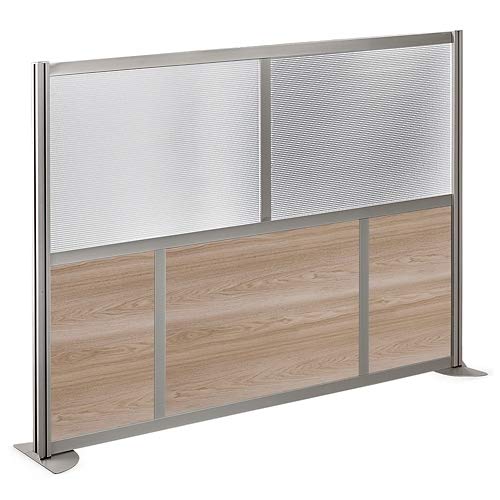 at Work 61" W x 53" H Room Divider Warm Ash Laminate/Plexiglas Inserts/Brushed Nickel Finish/Aluminum and Steel Frame
