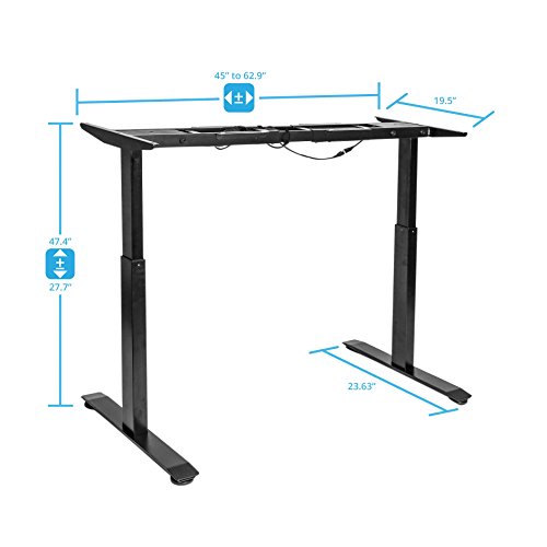 Seville Classics OFF65802 AIRLIFT S2 Electric Height-Adjustable Standing Desk (BASE ONLY) ONLY), Black