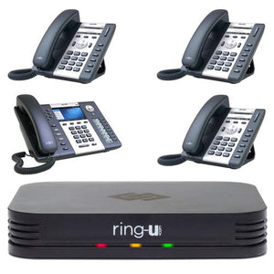 Ring-U Hello Hub Small Business PBX Phone System and Service VOIP 4-Phone Bundle (Hello Hub + 3 Standard Atcom A20W Handsets + 1 Atcom A68W Operator Handset)