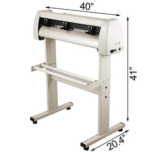 VEVOR Vinyl Cutter 34 Inch Vinyl Cutter Machine with 20 Blades Maximum Paper Feed 870mm Vinyl Plotter Cutter Machine with Sturdy Floor Stand Adjustable Force and Speed for Sign Making (Khaki) PC ONLY