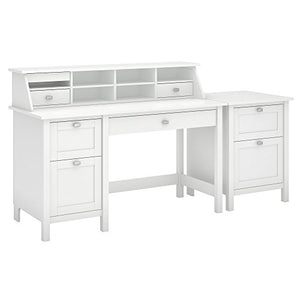 Broadview Computer Desk with Pedestal, Organizer and File Cabinet
