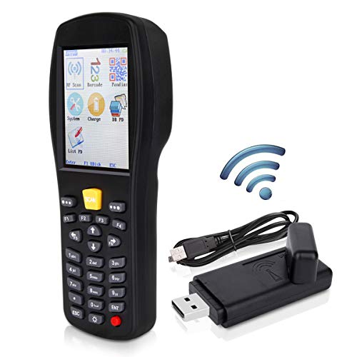 Gimatic 2.4GHz Wireless & USB2.0 Wired 1D 2D QR Barcode Scanner and Collector Portable Data Terminal Inventory Device Cordless Bar Code Reader for Store, Warehouse, Supermarket 2.6'' Screen