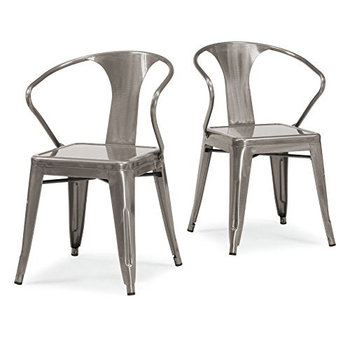 Solid Steel Stackable Side Chairs (Set of 4) Seat 17 Inches High Many Colors to Choose From Includes Scented Candle Tart (Gunmetal Finish)