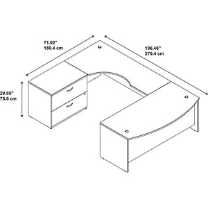 Bush Business Furniture Series C Elite Left Hand Bowfront U Station Desk Shell with Lateral File - Mocha Cherry