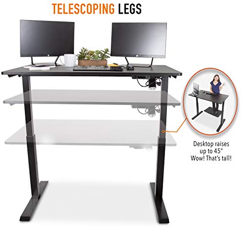 Stand Steady Tranzendesk Power 48 Inch Standing Desk  Electric, Height Adjustable, Sit to Stand Up Workstation  Quietly Go from Sitting to Standing w/Easy Tap Lever (27.5 x 47.5 / Black)
