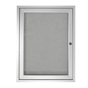 Ghent 24"x18" 1-Door Satin Aluminum Frame Enclosed Vinyl Bulletin Board - Silver