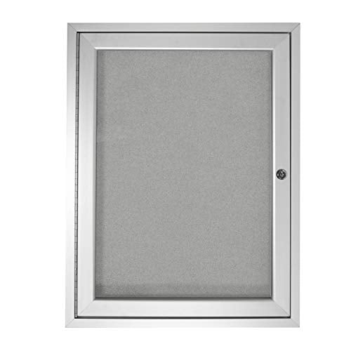Ghent 24"x18" 1-Door Satin Aluminum Frame Enclosed Vinyl Bulletin Board - Silver