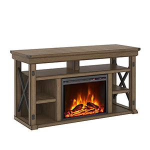 Ameriwood Home Wildwood Fireplace TV Stand, Rustic White