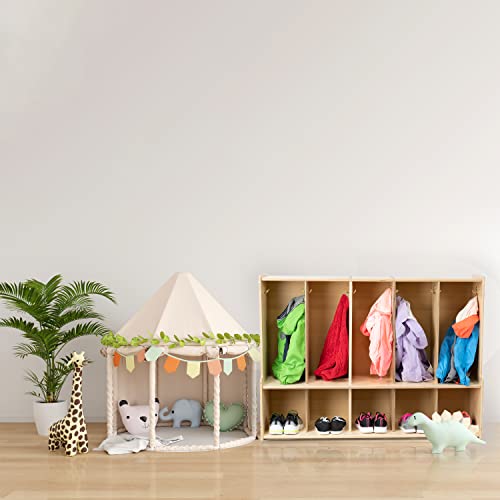 RRI Goods Montessori 5-Section Coat Locker with Bench & Cubby Storage