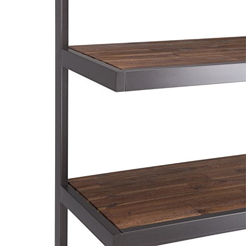 Simpli Home AXCERN-12 Erina Solid Acacia Wood and Metal 66 inch x 36 inch  Modern Industrial Bookcase in Rustic Natural Aged Brown