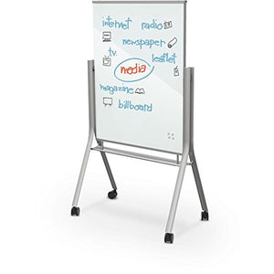 Best-Rite Visionary Curve Mobile Magnetic Glass Whiteboard Easel (74955)