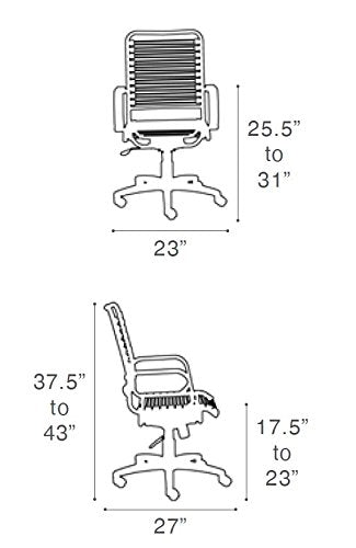 Eurø Style 02548GRN Bradley Bungie Office Chair, L: 27 W: 23 H: 37.5-43 SH: 17.5-23, Green